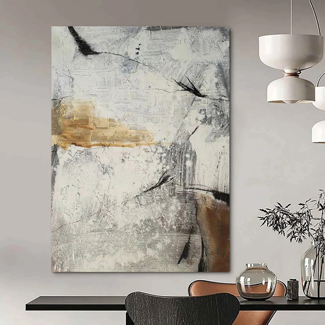 Custom Hand-Painted Abstract Masterpieces for Hotel & Entryway DTP338