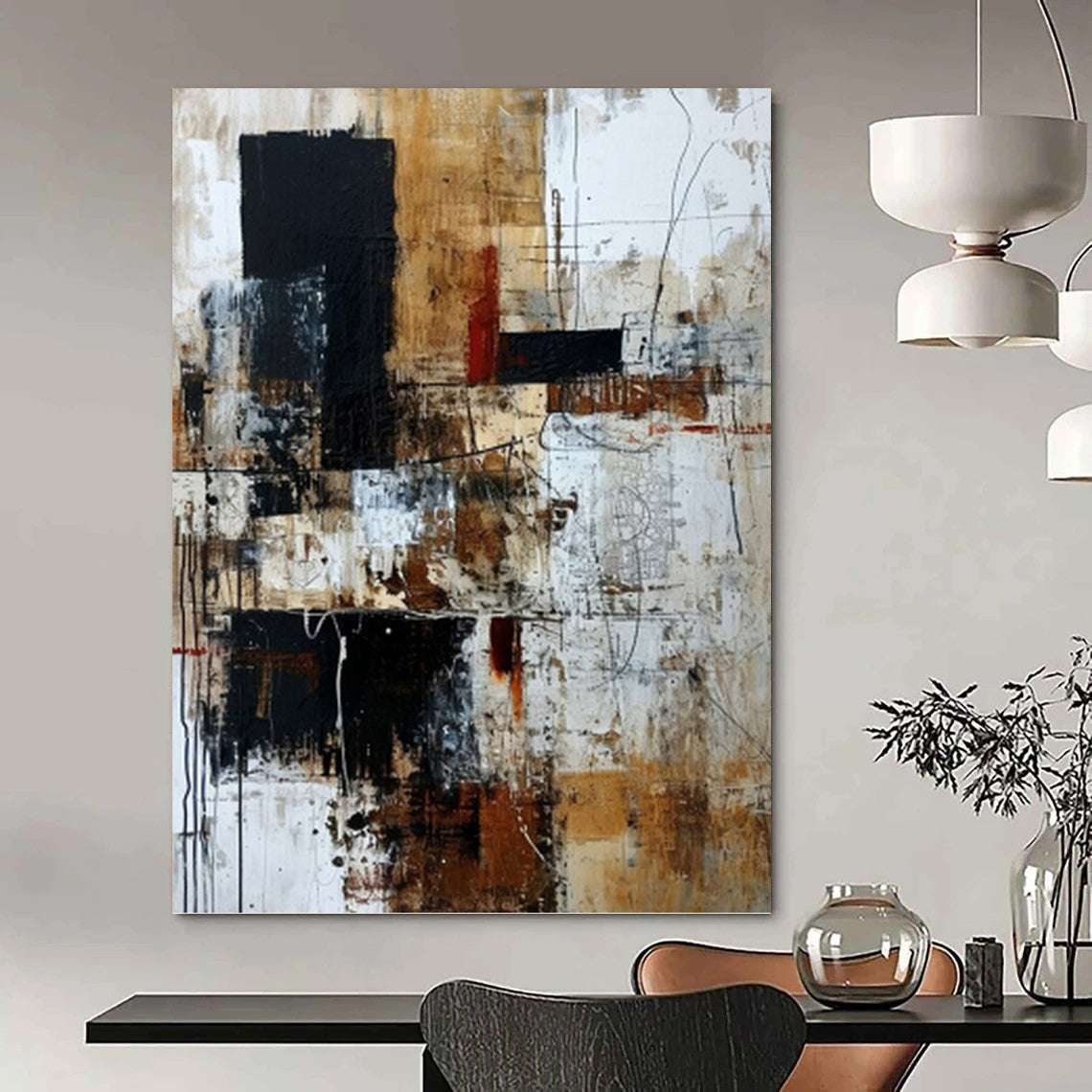 Inspiring Hand - Painted Textured Abstract for Office & Living Room DKH1330