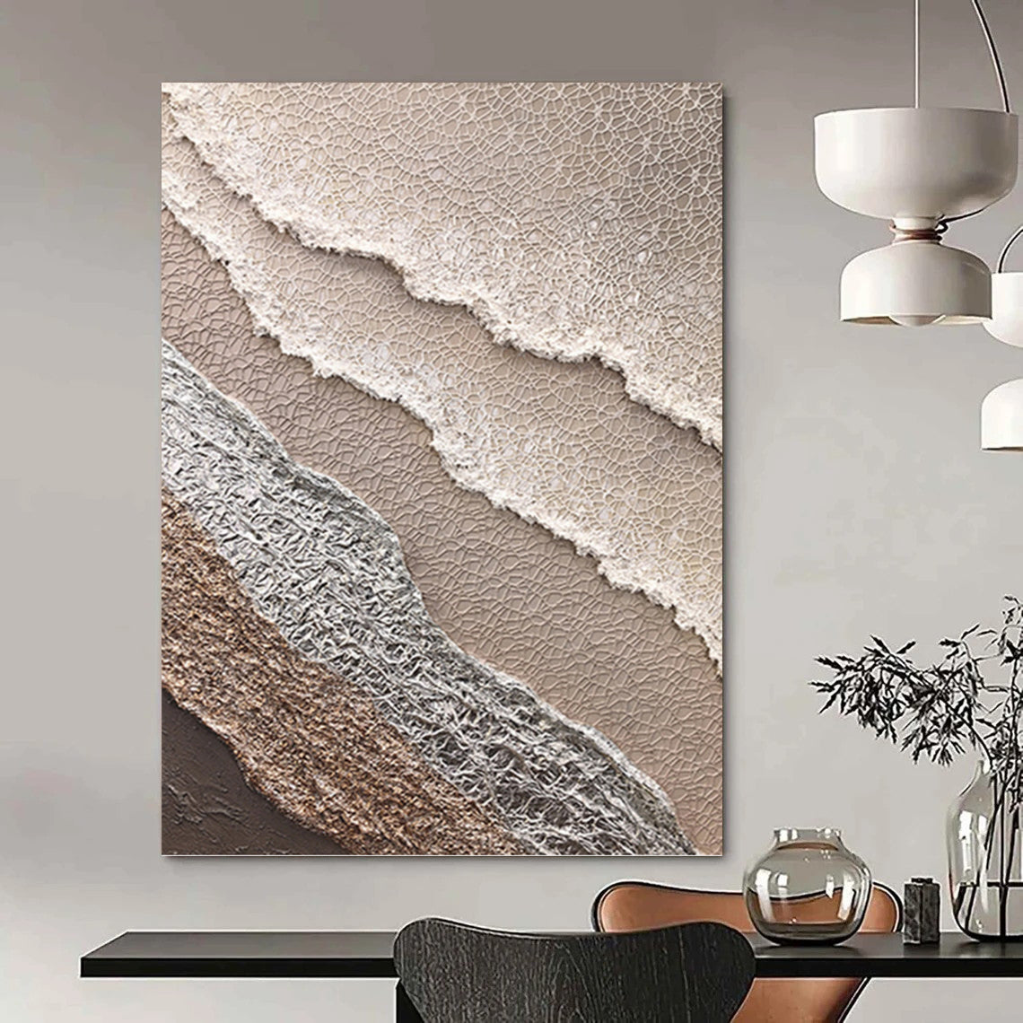 Custom - Made Hand - Painted Textured Abstract Canvas for Bedroom & Dining Room DKH0988