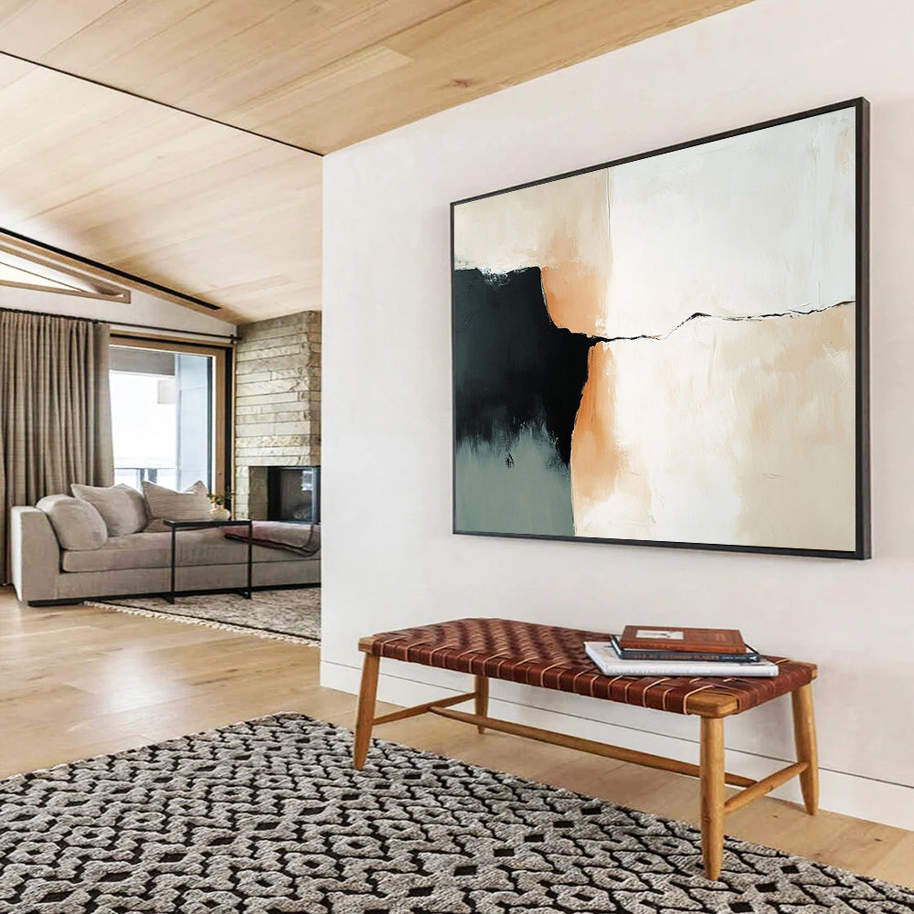 “Minimalist Color Block” - Black, Beige, Gray, Simple Geometric Shapes Painting On Canvas HB0950
