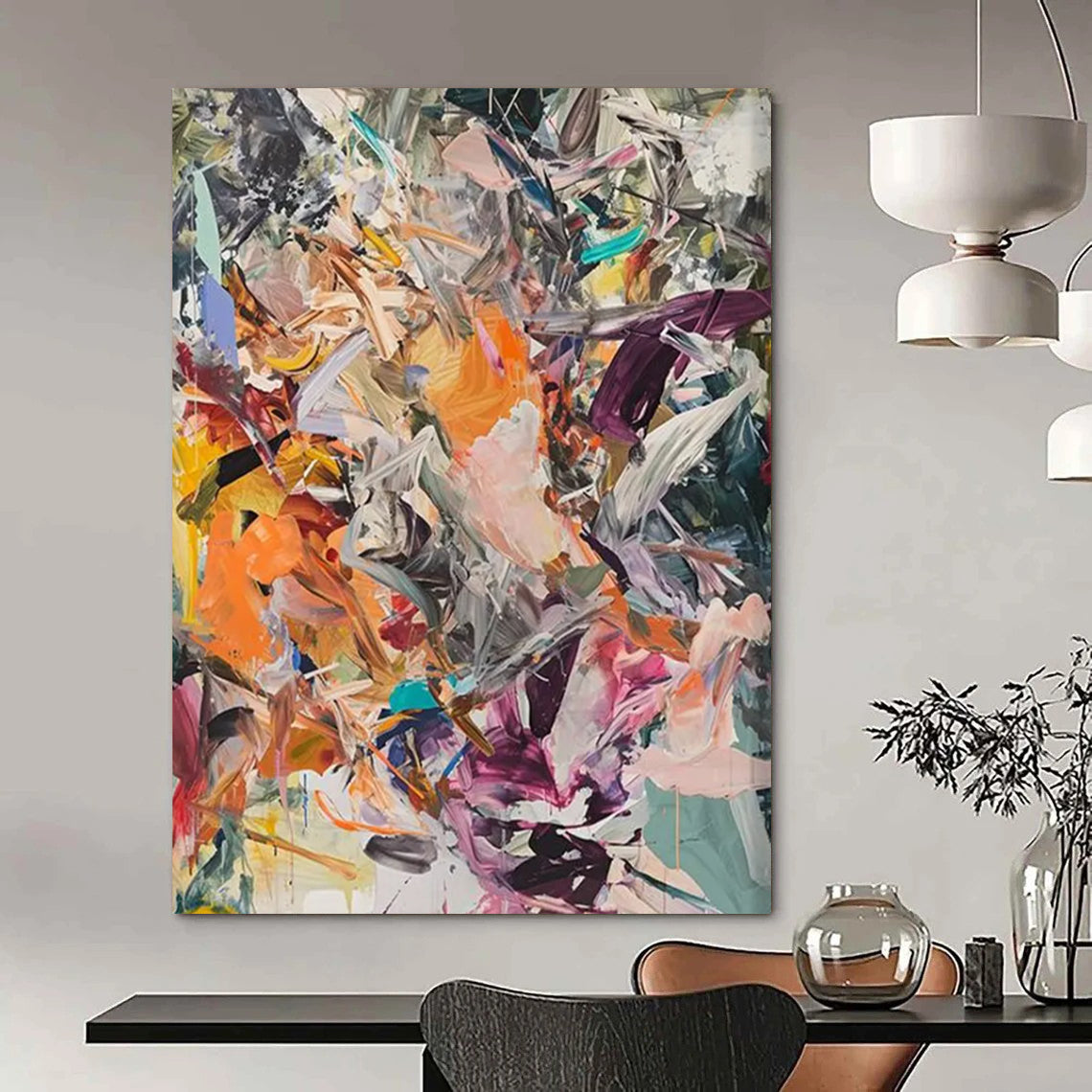 Volcanic Pulse: Immense - Scale Hand - Painted Custom Abstract Creation for Bedroom and Bar DTP098