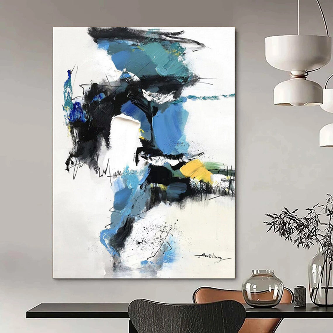 Vintage Travel Textured Abstract Wall Art for Bedroom & Study LargeART2085