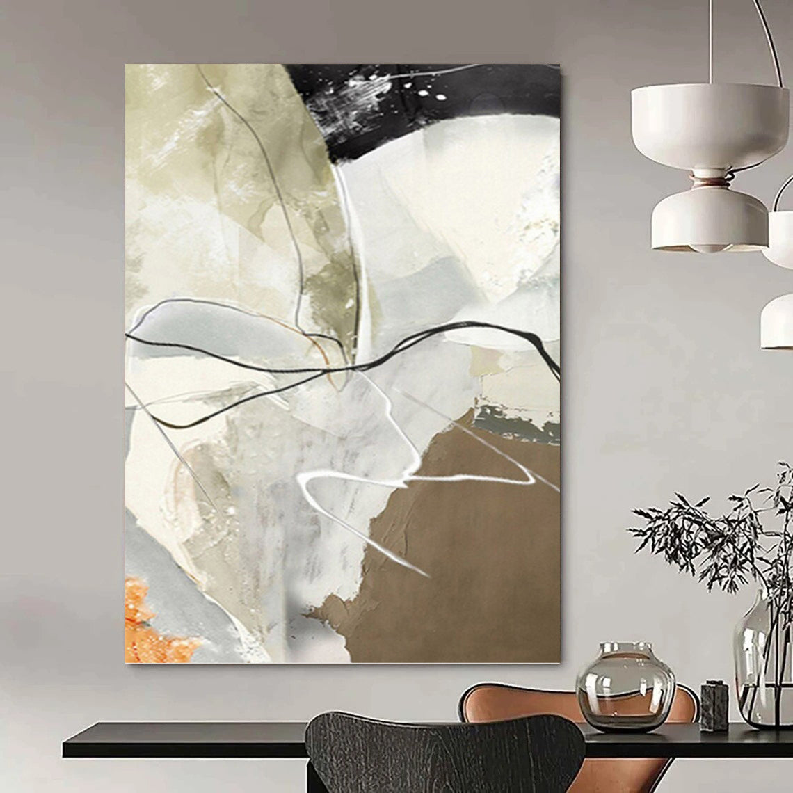 Massive Hand - Painted Textured Abstract Canvas for Game Room & Entertainment Area DKH1225