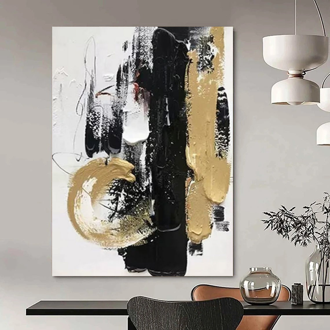 Pitted Textures: Mammoth Custom Abstract Work for Hallway and Living Room DTP146