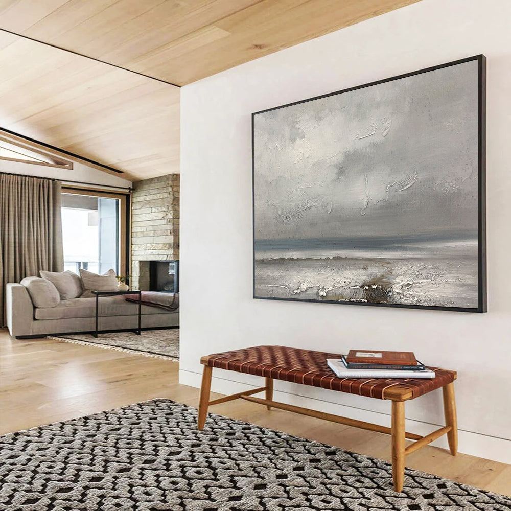 Textured Grey Seaside - Minimalist Living Room or Office Art DLZ265