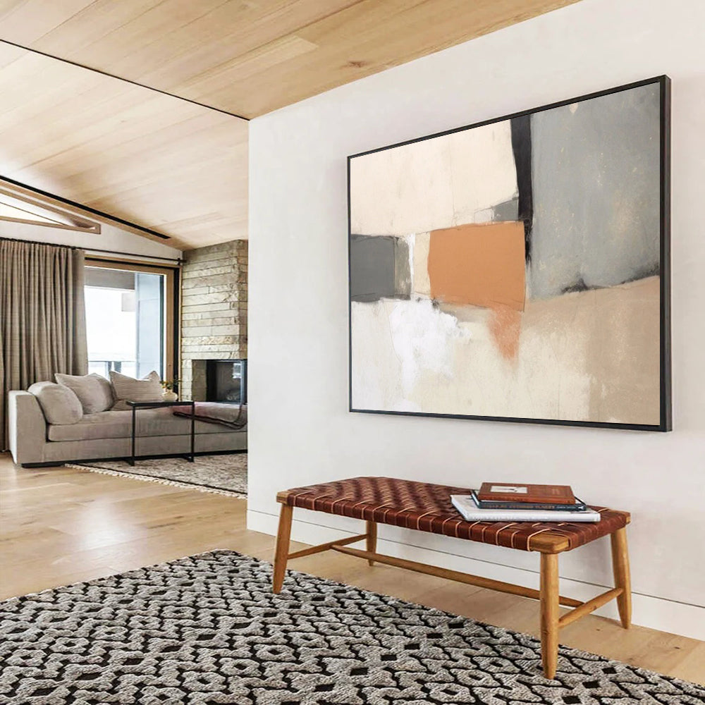Neutral Tones Geometric Abstract - Cozy Living Room Charm DLZ076