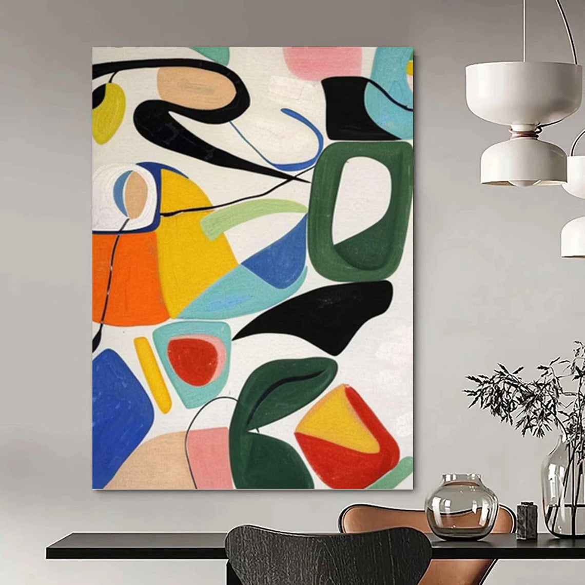 Oversized Hand - Painted Textured Abstract Canvas for Hotel Lobby & Entryway DKH1186