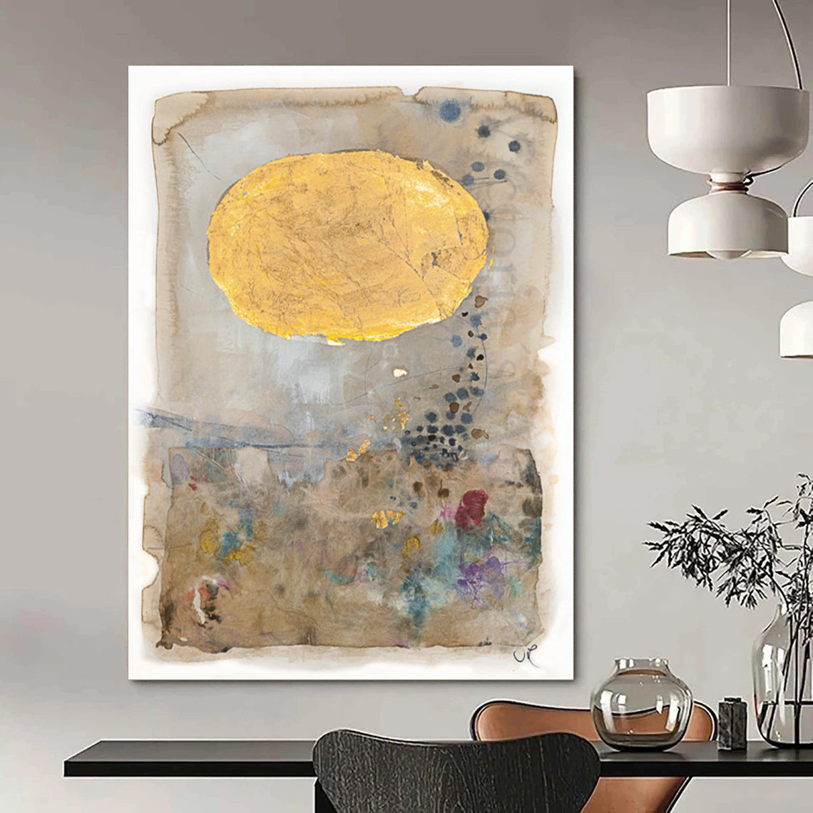 Oversized Hand-Painted Abstract Mural for Office & Entryway LargeART1814