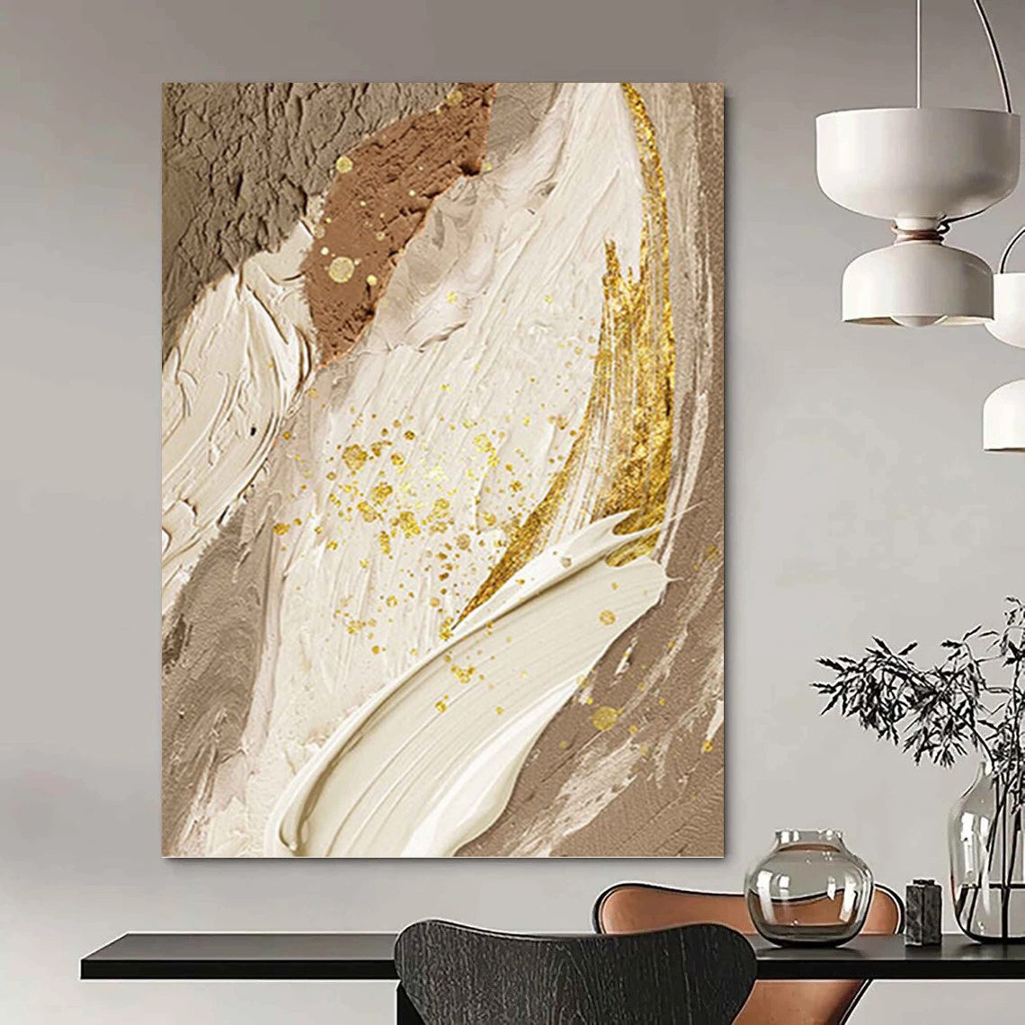 Jumbo Hand - Painted Textured Custom Abstract Painting, for Dining Room and Hallway DKH1477