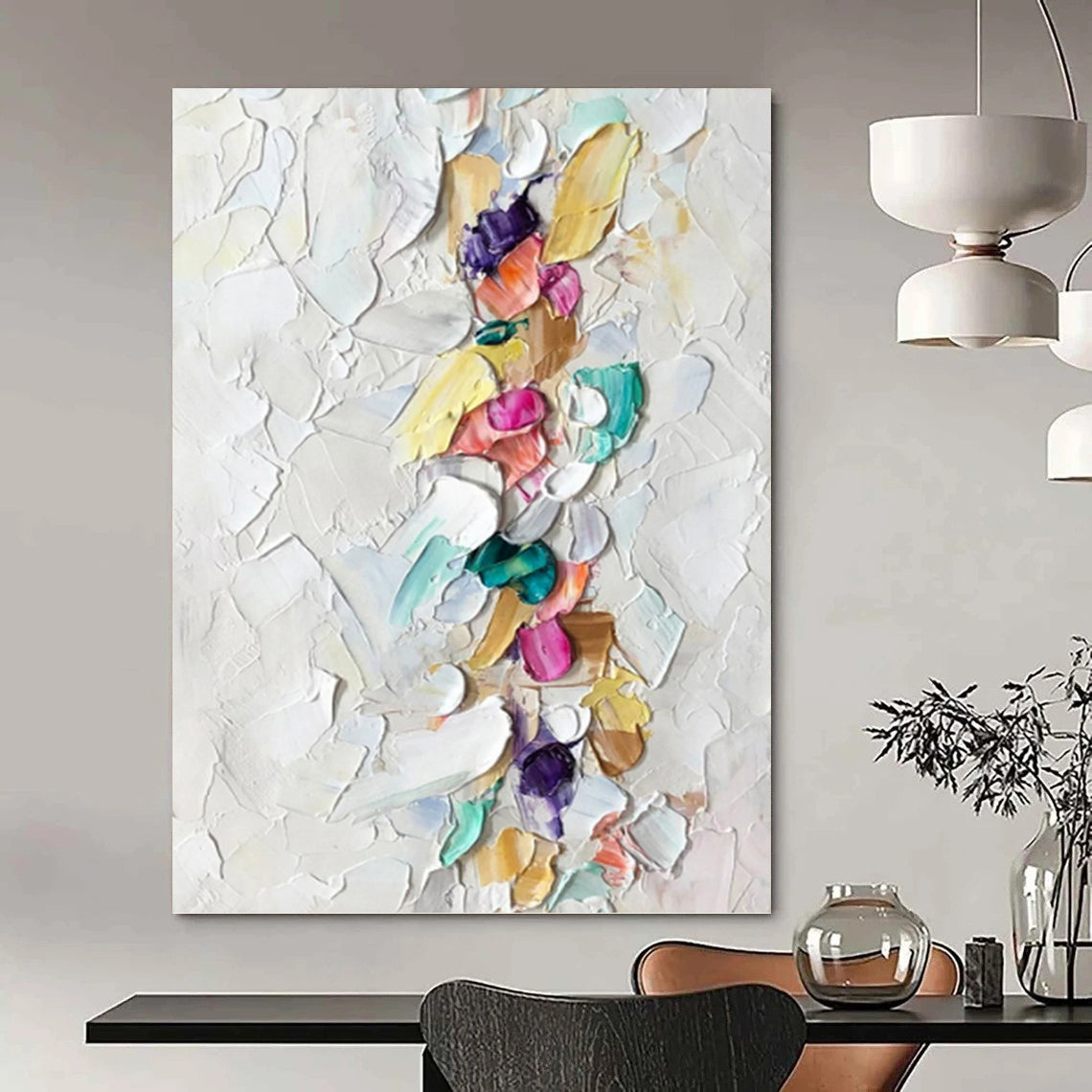 Minimalist Textured Abstract Canvas for Office & Dining Room DKH0974
