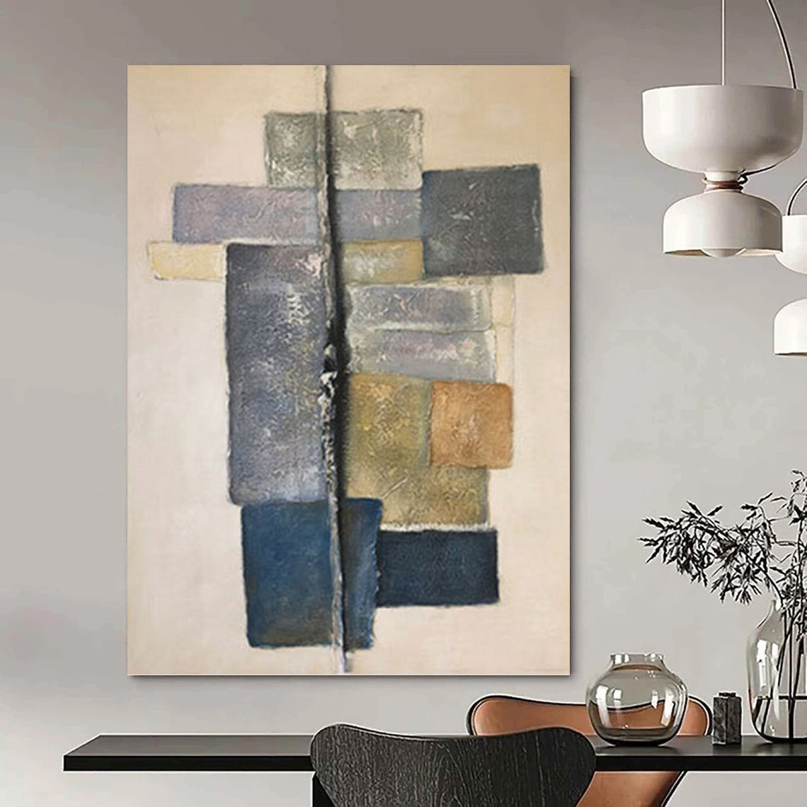 Enormous Hand - Painted Custom Texture Canvas Abstract for Office & Dining Room DKH1041