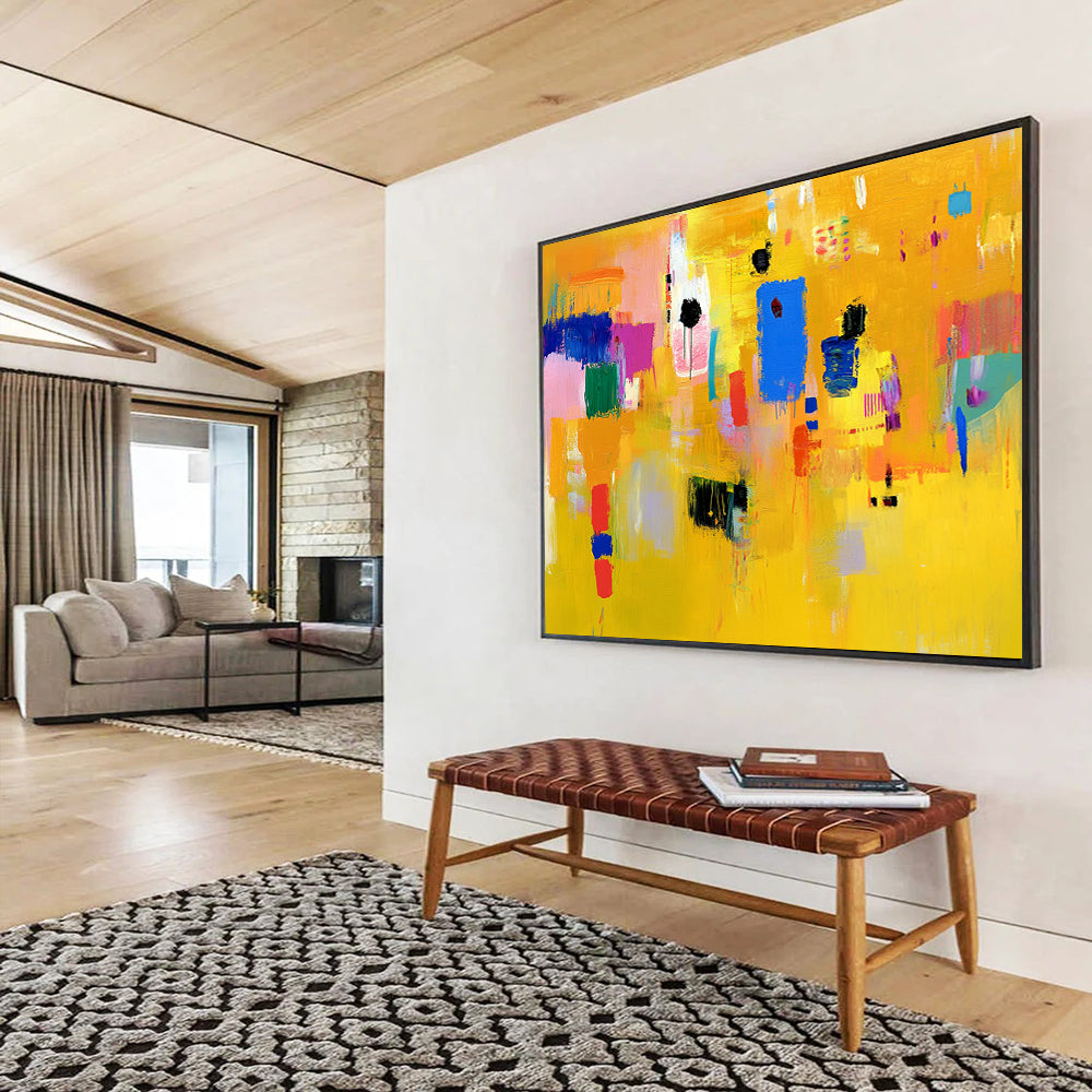 “Vibrant Color Block Abstraction” - Yellow, Pink, Blue, Purple with Color Blocks - Abstract Acrylic Painting HB1353