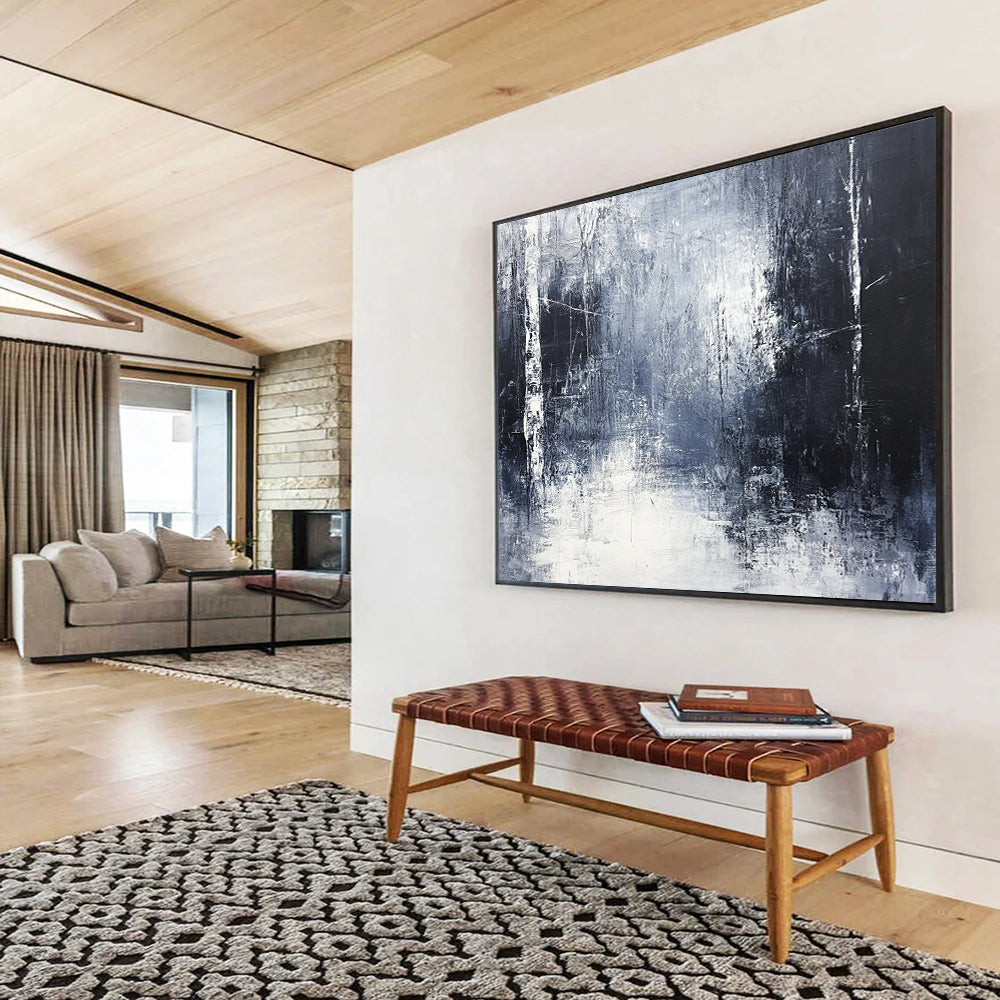 “Gray Abstract Forest” - Gray, White, Black with Forest - like Textures - Abstract Acrylic Painting HB1351