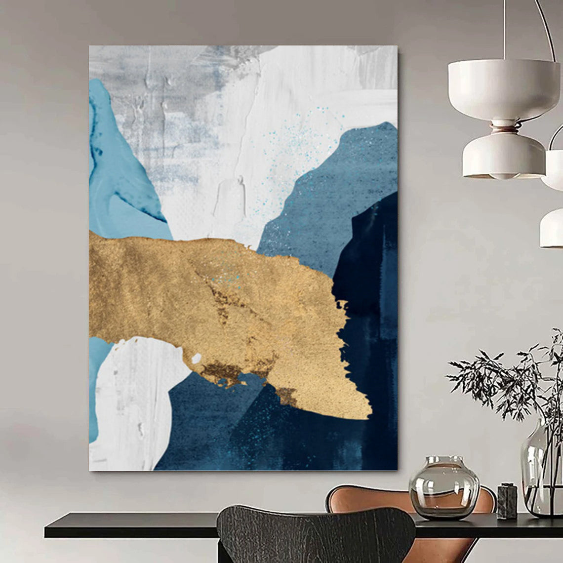 Mammoth - Scaled Vertical Hand - Painted Custom Abstract Canvas (with Three - Dimensional Textures), Beautifying Living Room and Entryway DKH1527