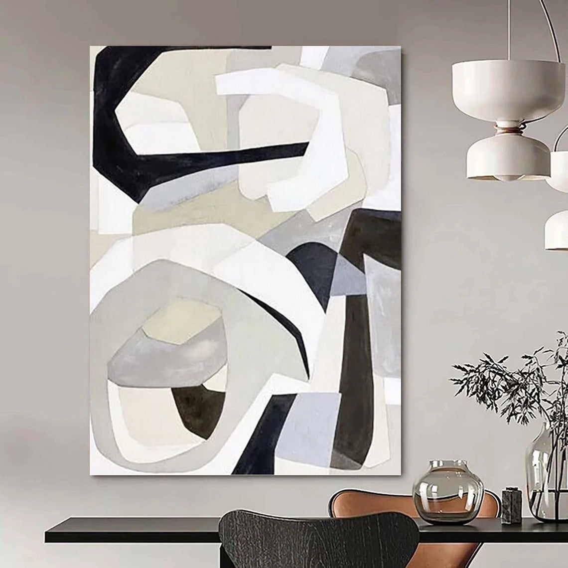 Creatively Curated Hand - Painted Textured Canvas Mural for Bar & Hotel Lobby DKH1141