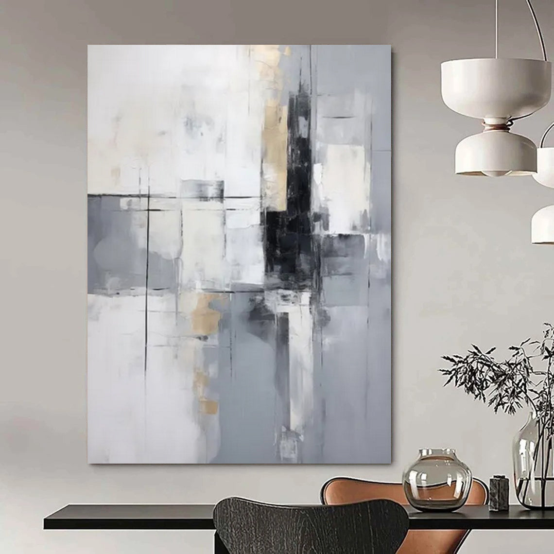 Textured Horizons: Grand Custom Abstract Work for Entryway and Hotel DTP138