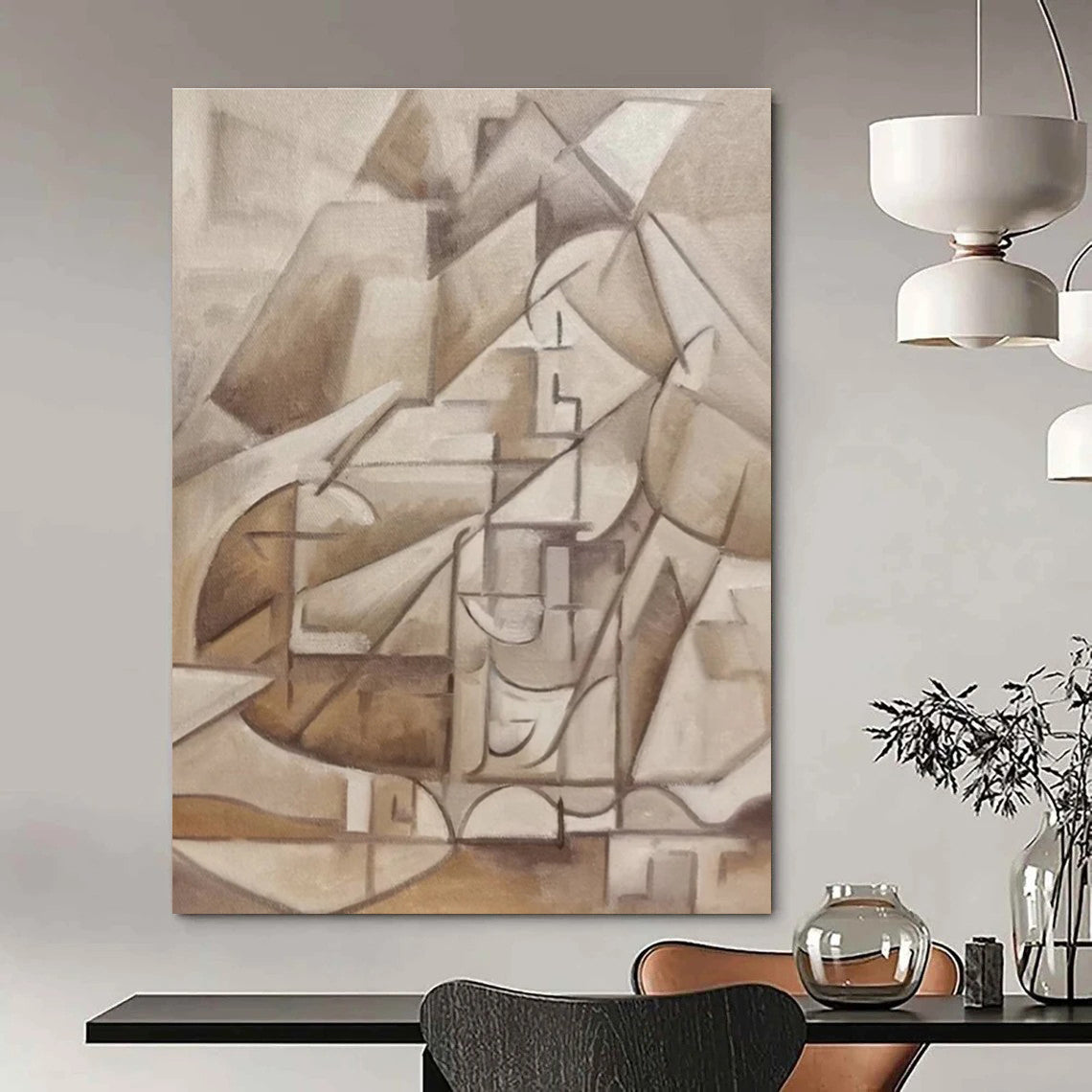 Hand-Painted Bespoke Abstract Mural for Living Room & Hotel Reading Nooks LargeART1456