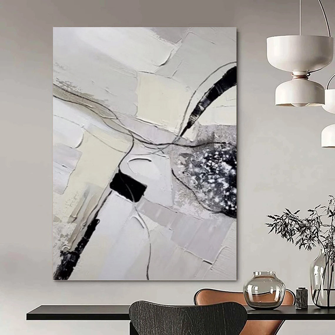 Designer - Led Excellence: Hand - Crafted Textured Canvas Painting for Bedroom & Dining Room DKH1172