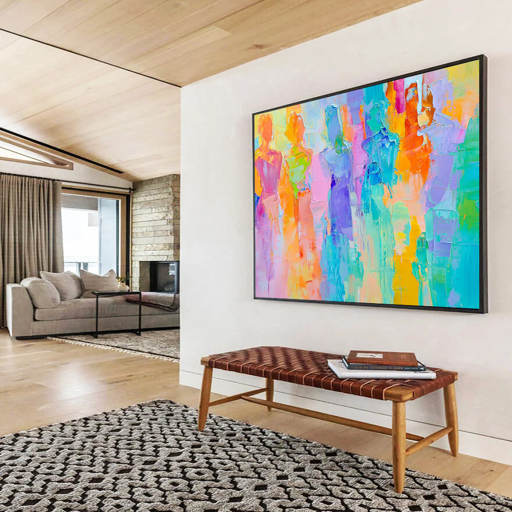 “Colorful Figure Silhouettes” - Bright Colors, Figure Shapes - Painting On Canvas HB1406