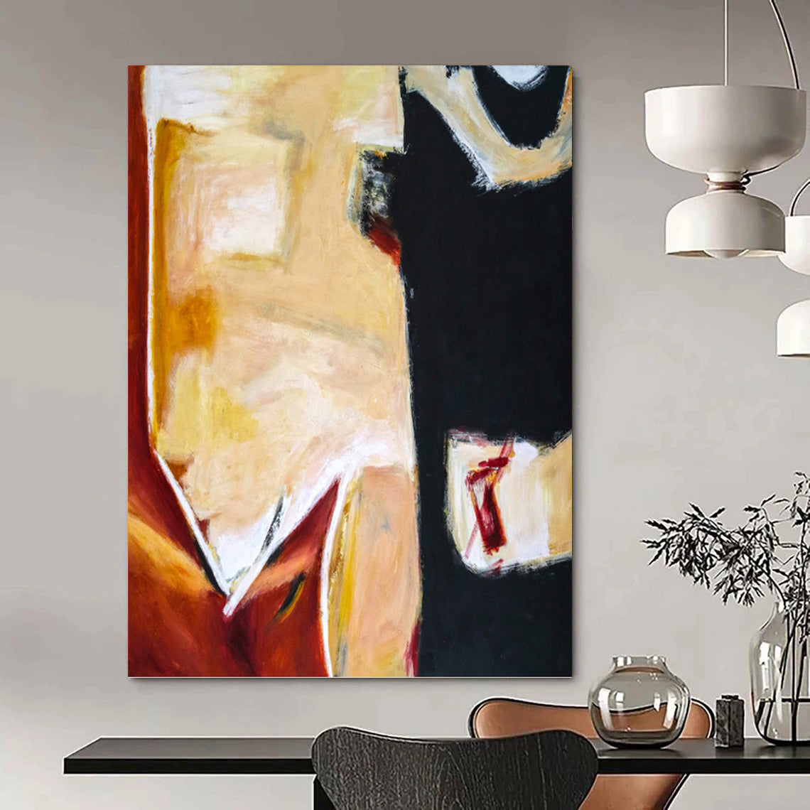Breathtaking Custom - Crafted Textured Canvas Abstract for Hotel Lobby & Bedroom DKH1090