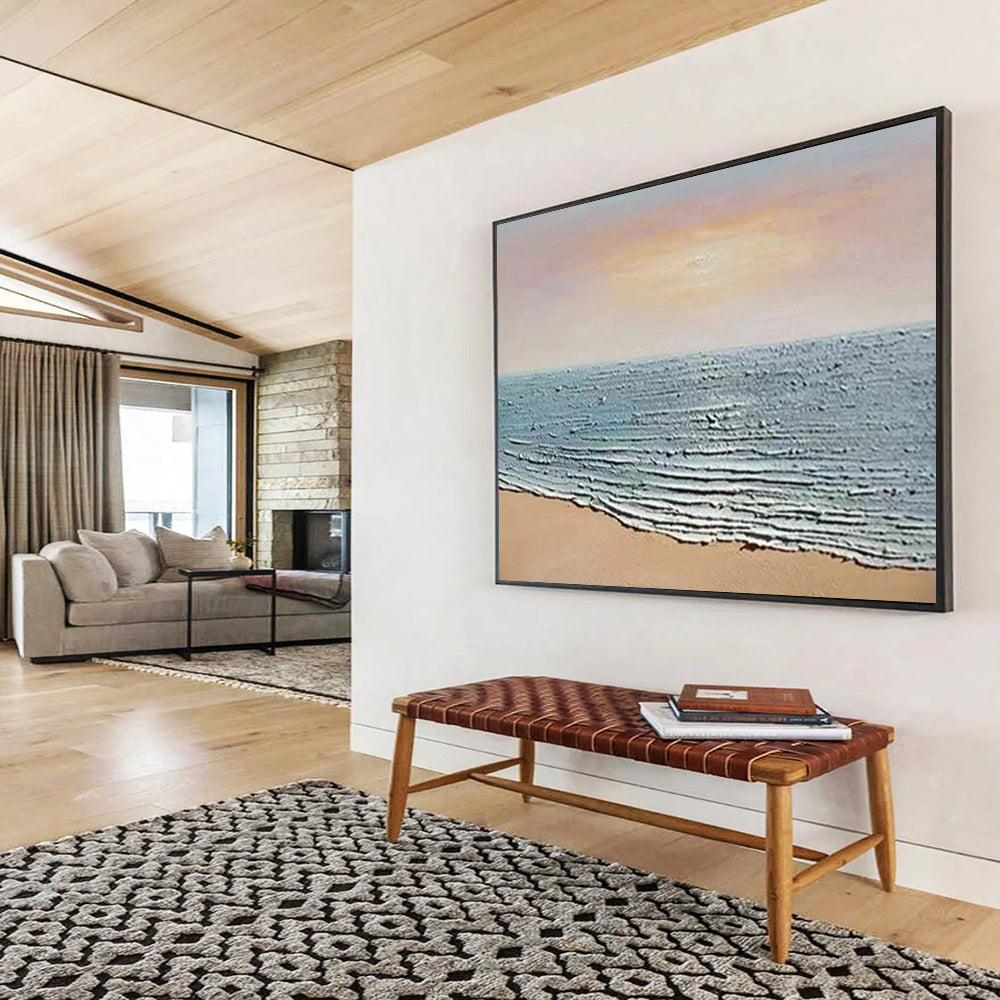 Textured Beach Wave Art - Serene Coastal Living Room or Bathroom Decor DLZ184