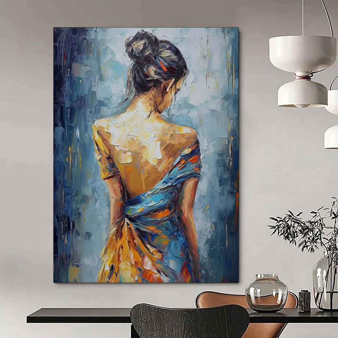 Custom Hand-Painted Abstract Mural for Dining Room & Bar LargeART1909