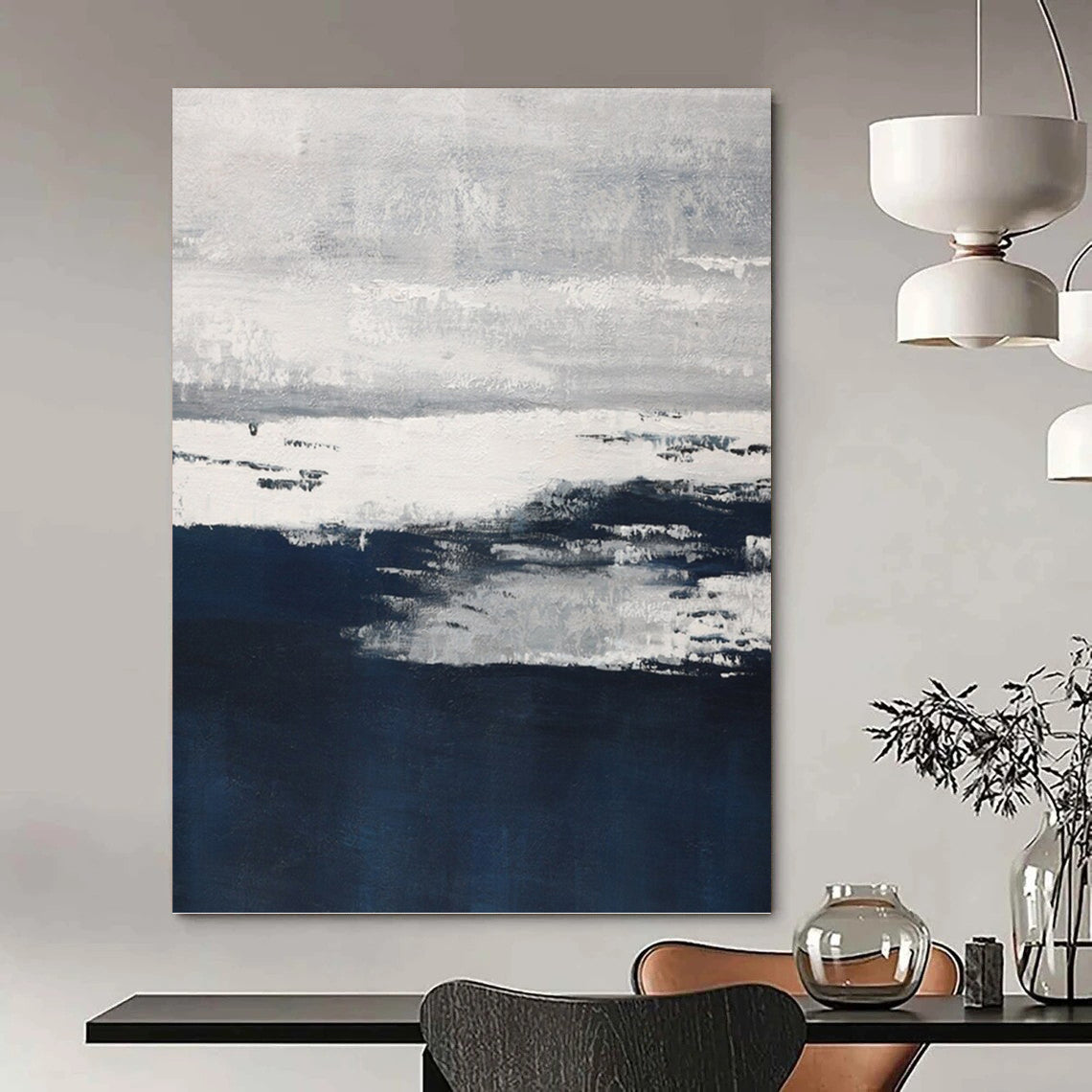 Super - Sized Vertical Hand - Painted Textured Custom Abstract Ballad, for Hotel and Dining Room DKH1540