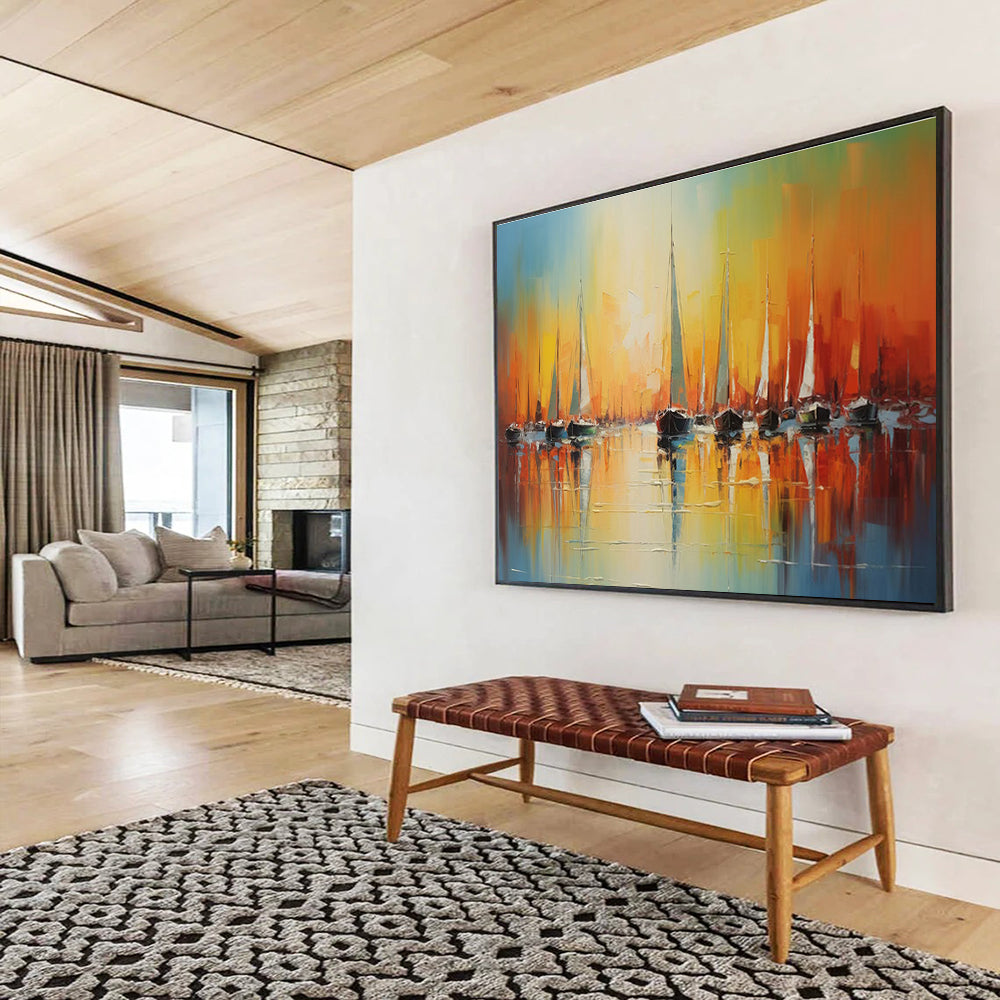 Emphasizing Original Large - Sized Textured Hand - Painted Abstract Painting for Feature Enhancement DKH864