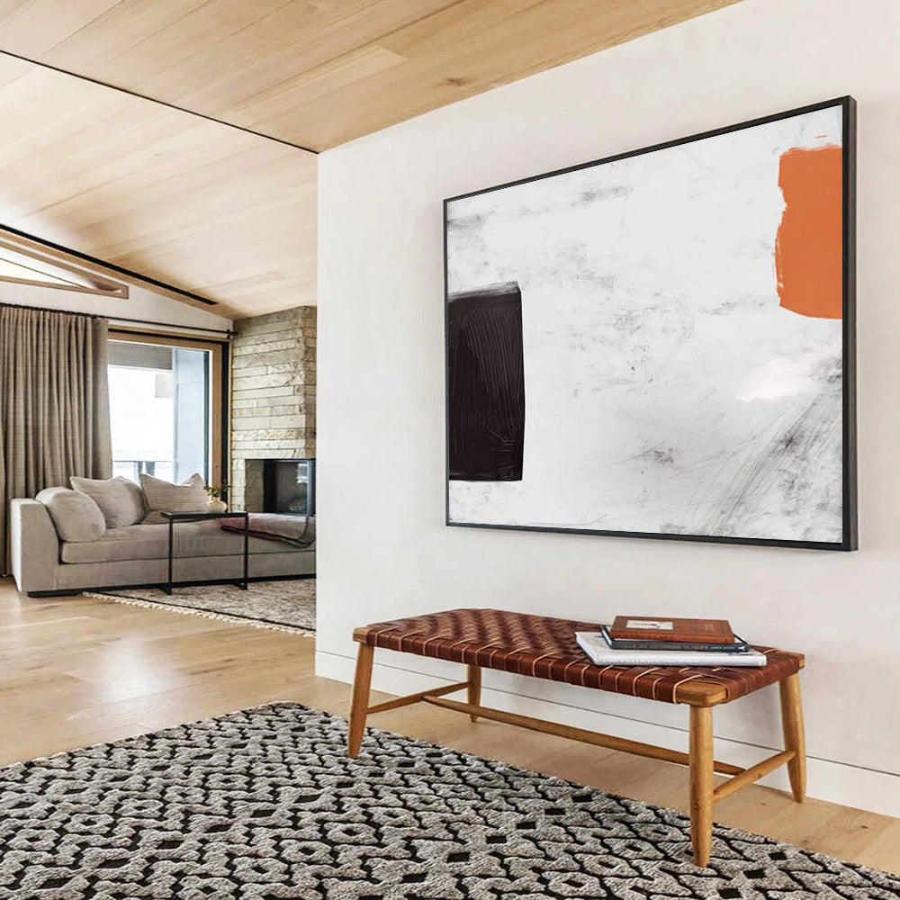 Black - White - Orange Geometric Abstract: Artistic Symbols for Modern Spaces DLZ146