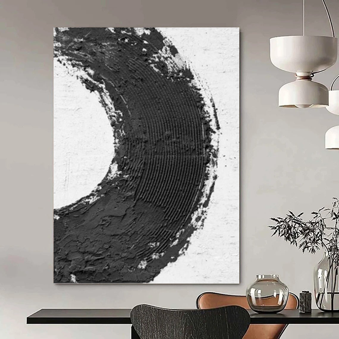 Vertical Hand - Painted Large Custom Abstract Gem for Office and Bar DKH1675