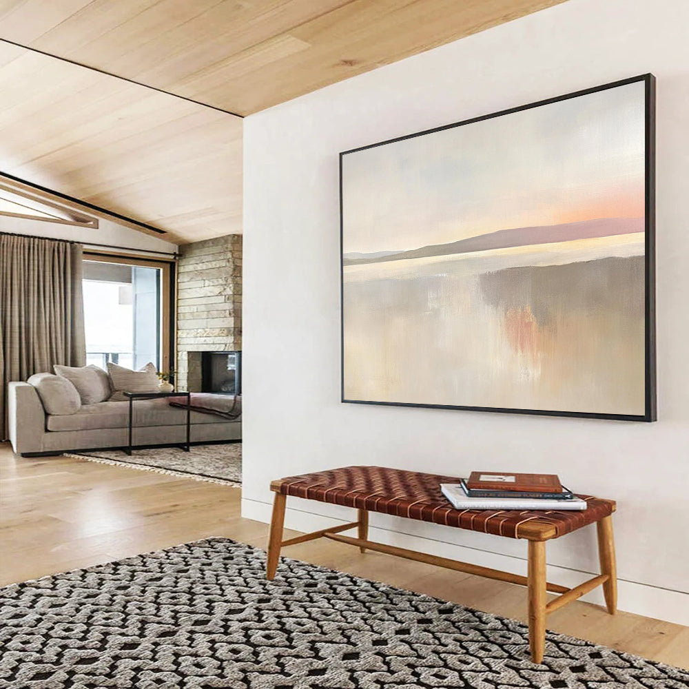 “Soft Pastel Coastal Sunset” - Pastel Palette, Coastal Reflection, Minimalist Landscape Painting On Canvas HB0899