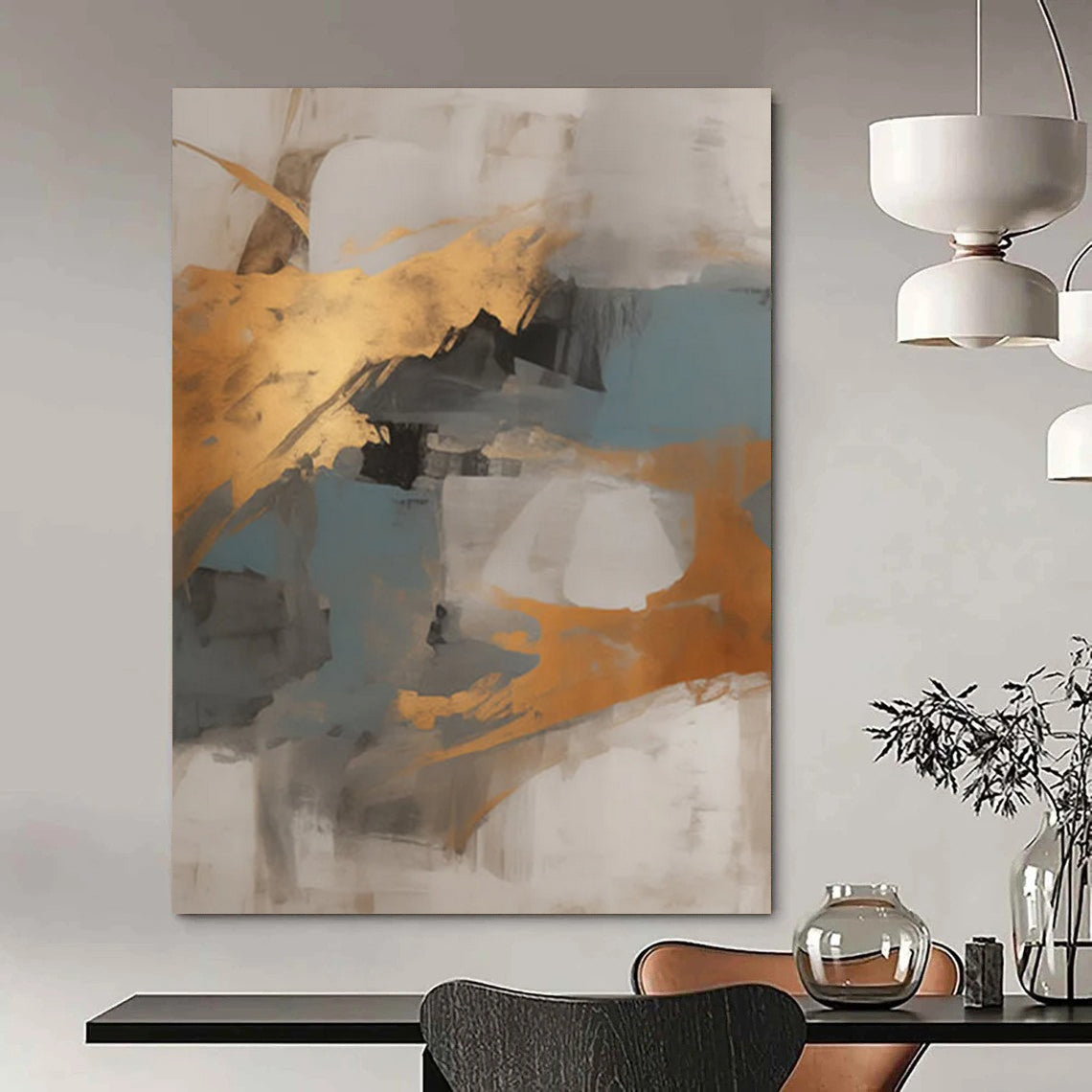 Tactile Trails: Oversized Custom Abstract Art for Living Room and Hallway DTP136