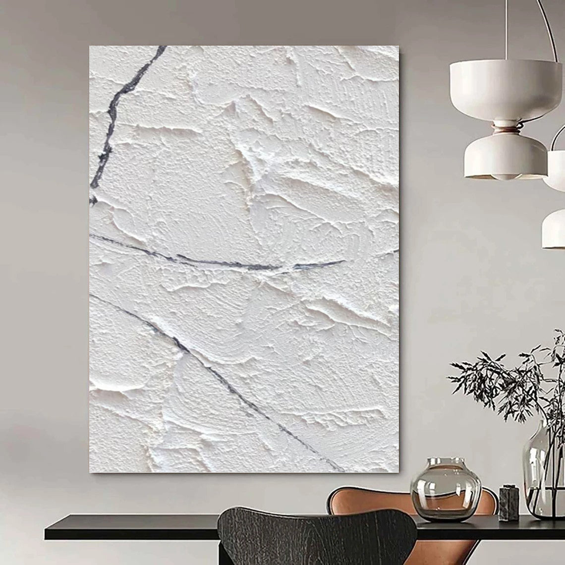 Vertical Hand - Painted Textured Custom Abstract Work for Bedroom and Office DKH1673