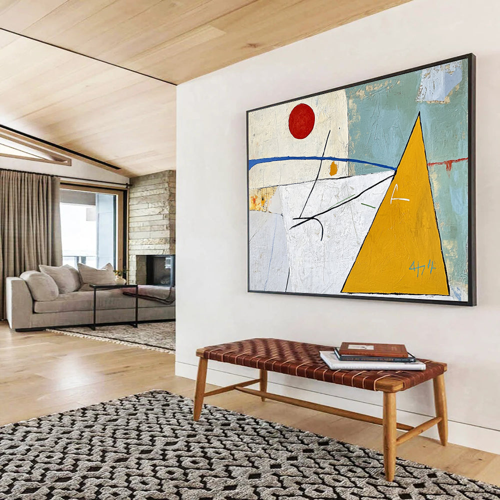 “Geometric Play” - Red, Blue, Yellow, Abstract Shapes - Cubist - Inspired Acrylic Painting HB1527