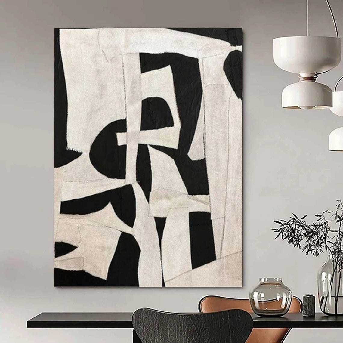 Expertly Conceived Hand - Painted Textured Canvas Mural for Bar & Entryway DKH1137