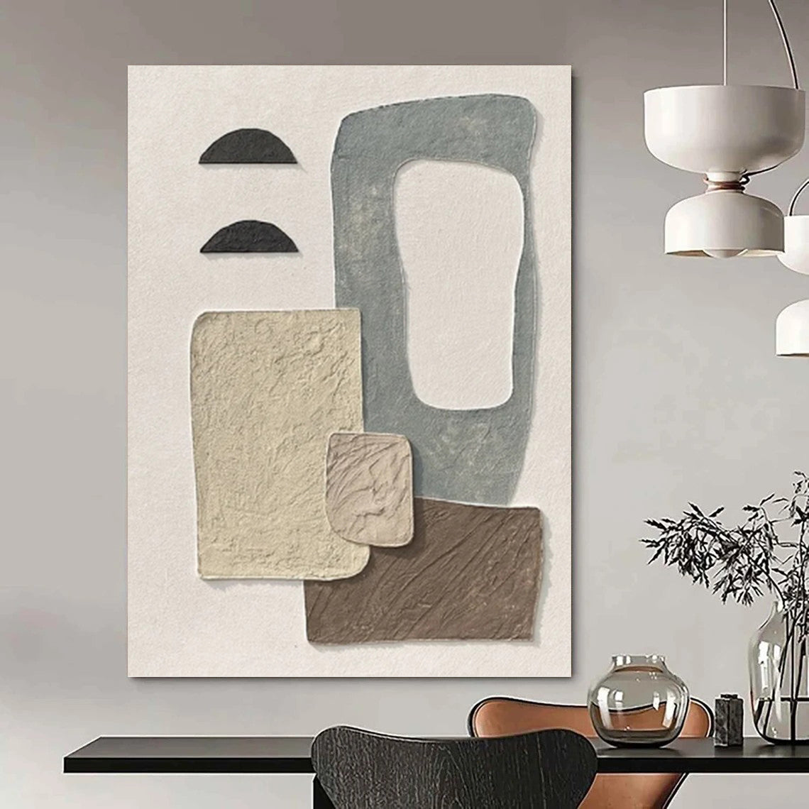 Custom - Designed by Designers: Hand - Rendered Textured Canvas Painting for Office & Hallway DKH1135