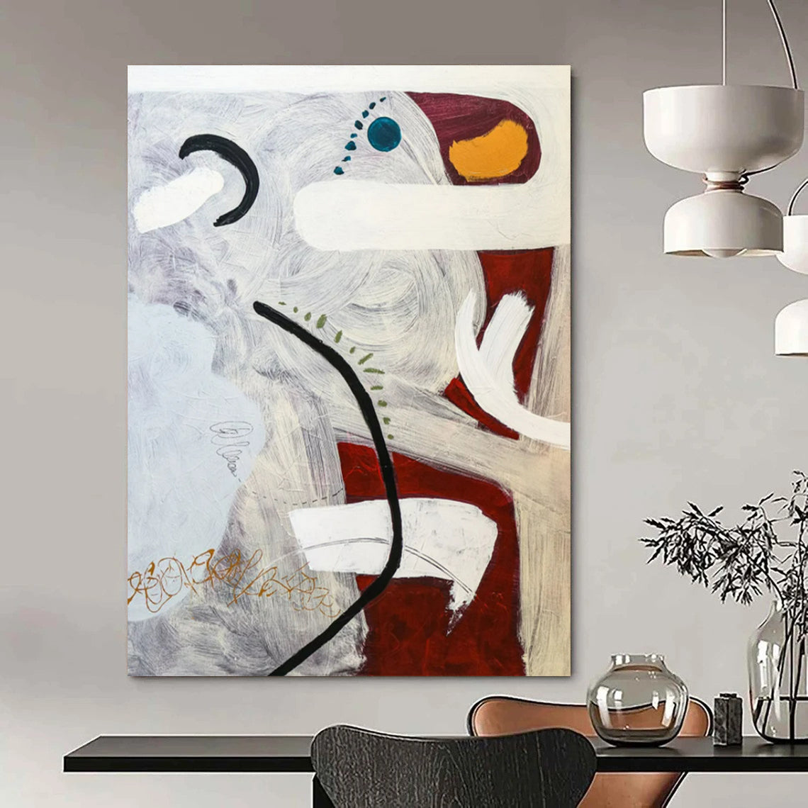 Striking Vast Hand-Painted Abstract Art: Ignite Your Office & Bedroom LargeART2380