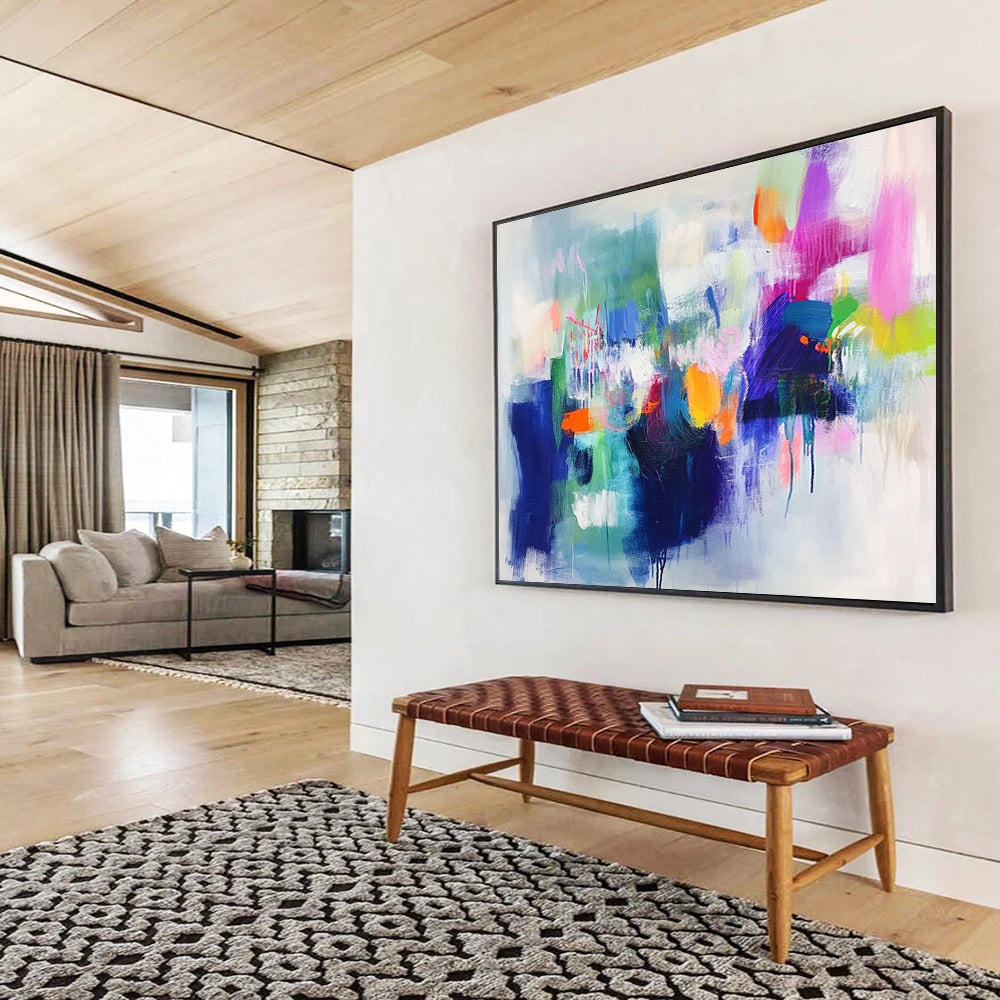 “Rainbow Abstraction” - Blue, Green, Purple, Vivid Strokes - Abstract Expressionist Acrylic Painting HB1544
