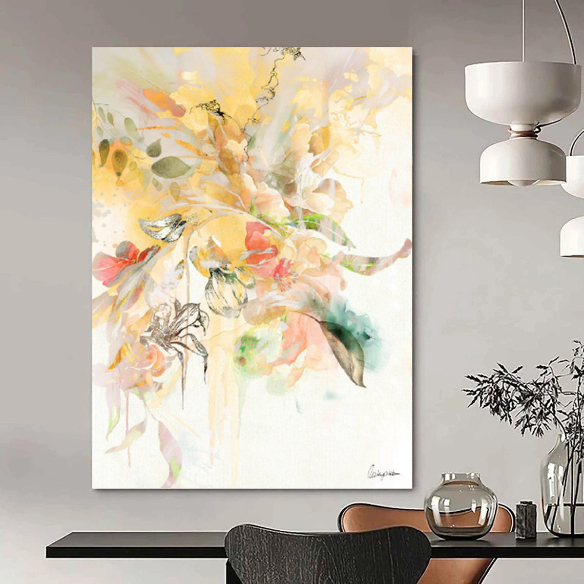Stunning Large - Format Textured Canvas Abstract for Hallway & Dining Room DKH1087