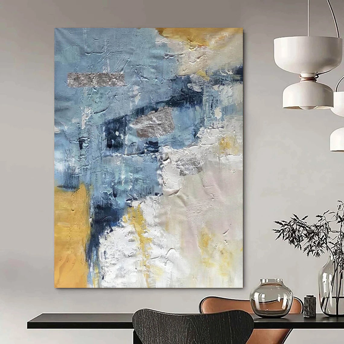 Hand-Painted Large-Scale Abstract Art: Textures for Living Room & Office DTP255