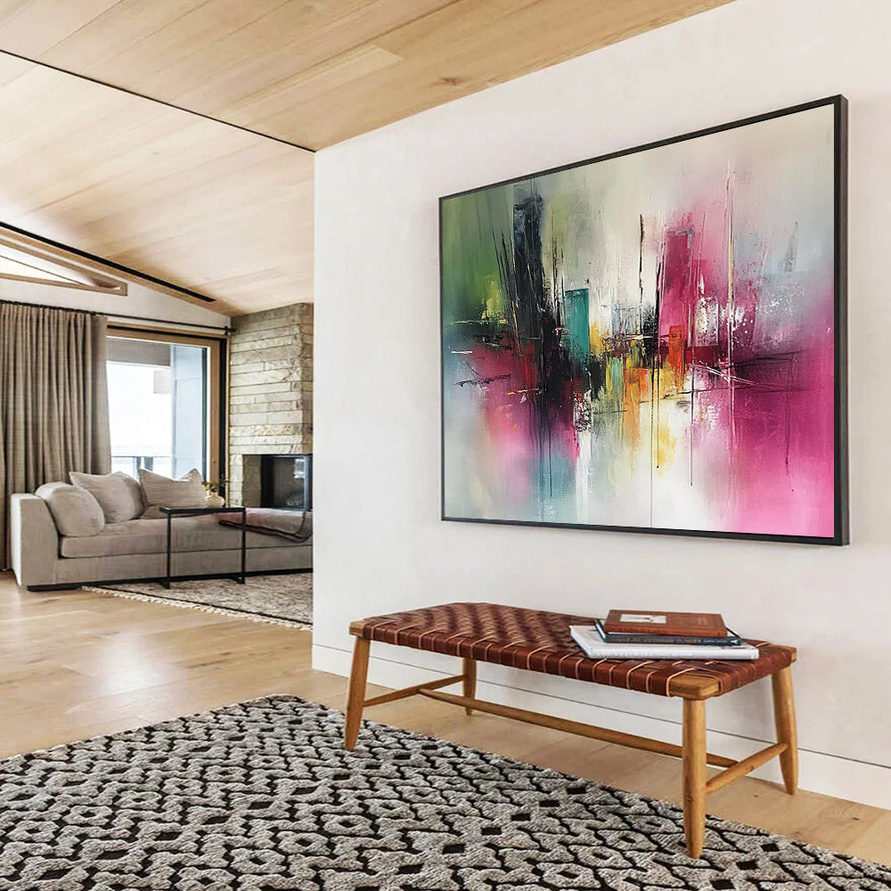 “Colorful Cityscape Abstract” - Vibrant Colors, City Forms - Painting On Canvas HB1410