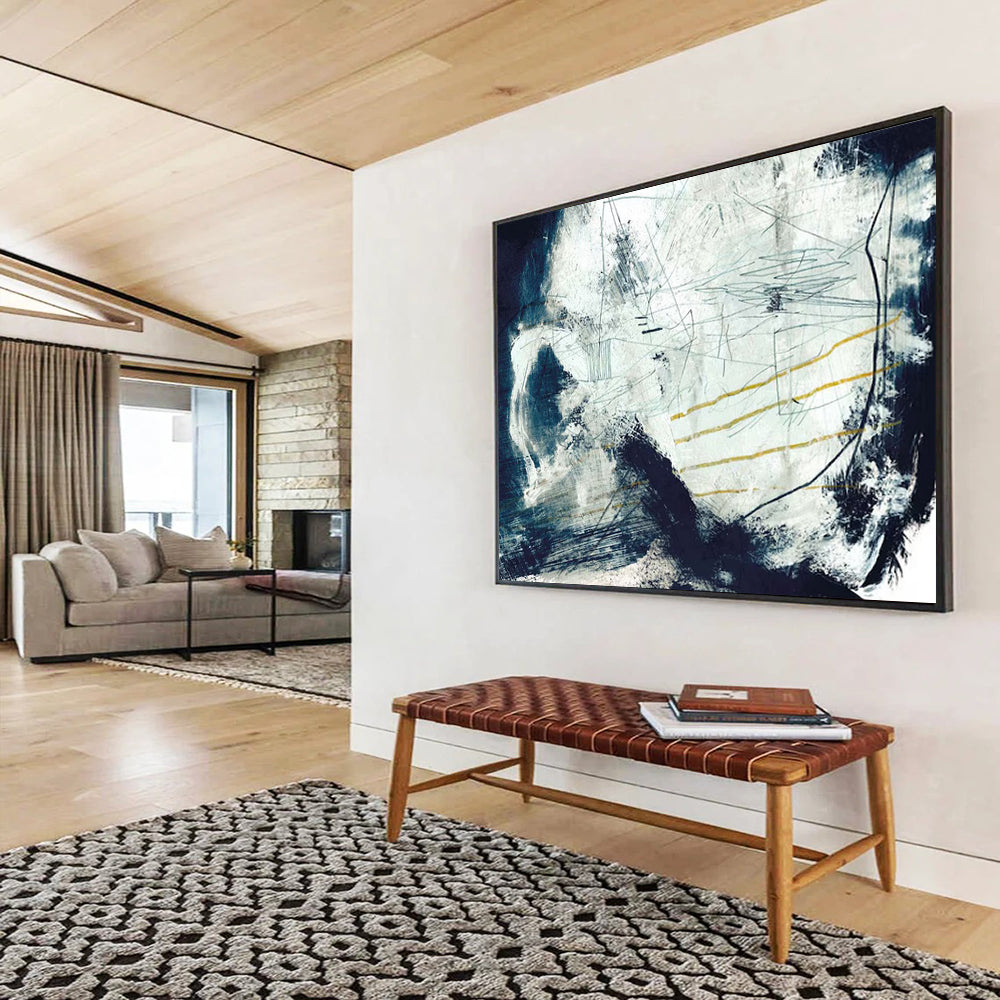 Black - White Line Abstract: A Focal Point for Modern Living Rooms DLZ141