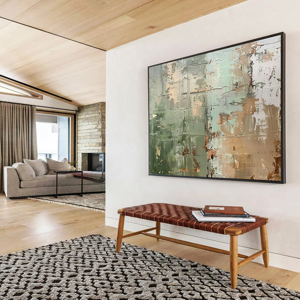 Green - Brown Textured Abstract - Eclectic Home Accent DLZ107
