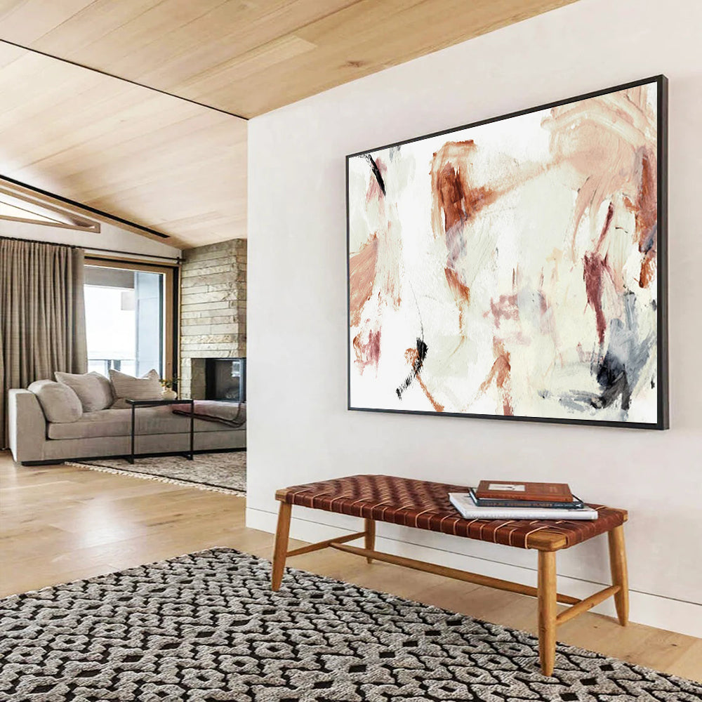 Warm Brown and Light Pink Abstract: Creating a Cozy Artistic Nook DLZ145