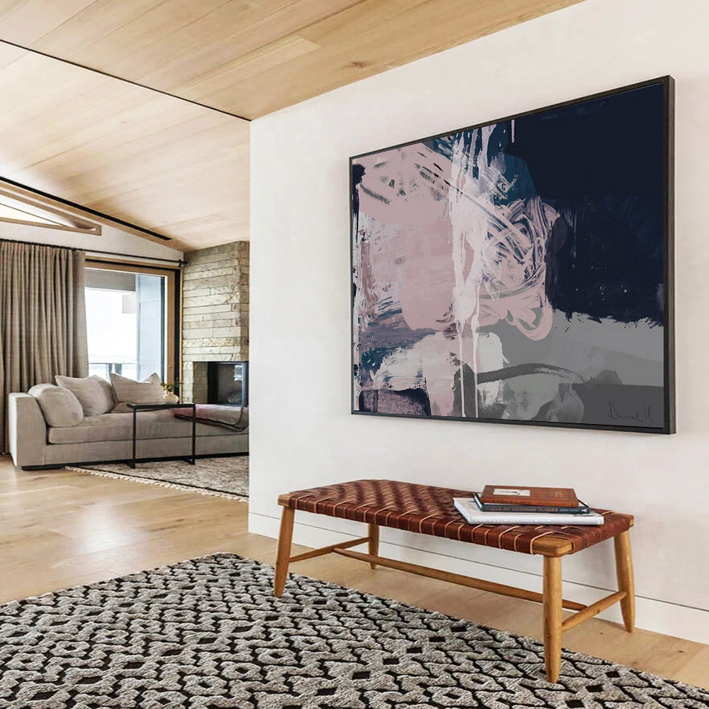 Pink - Grey Fusion Abstract: Creating a Serene Atmosphere in the Bedroom DLZ142
