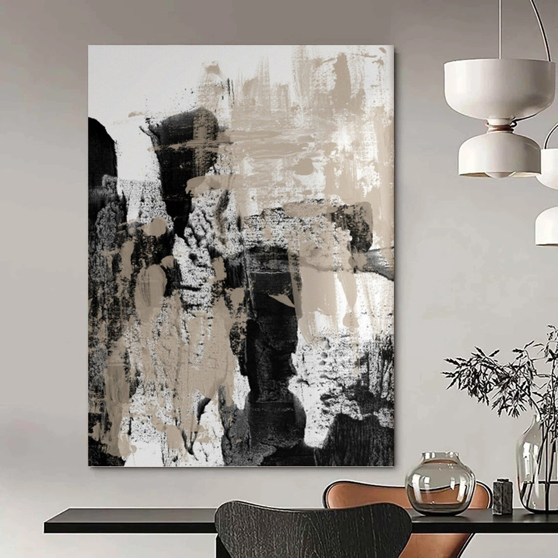 Softly Textured Abstract Wall Art for Dining Room & Entryway DKH0966