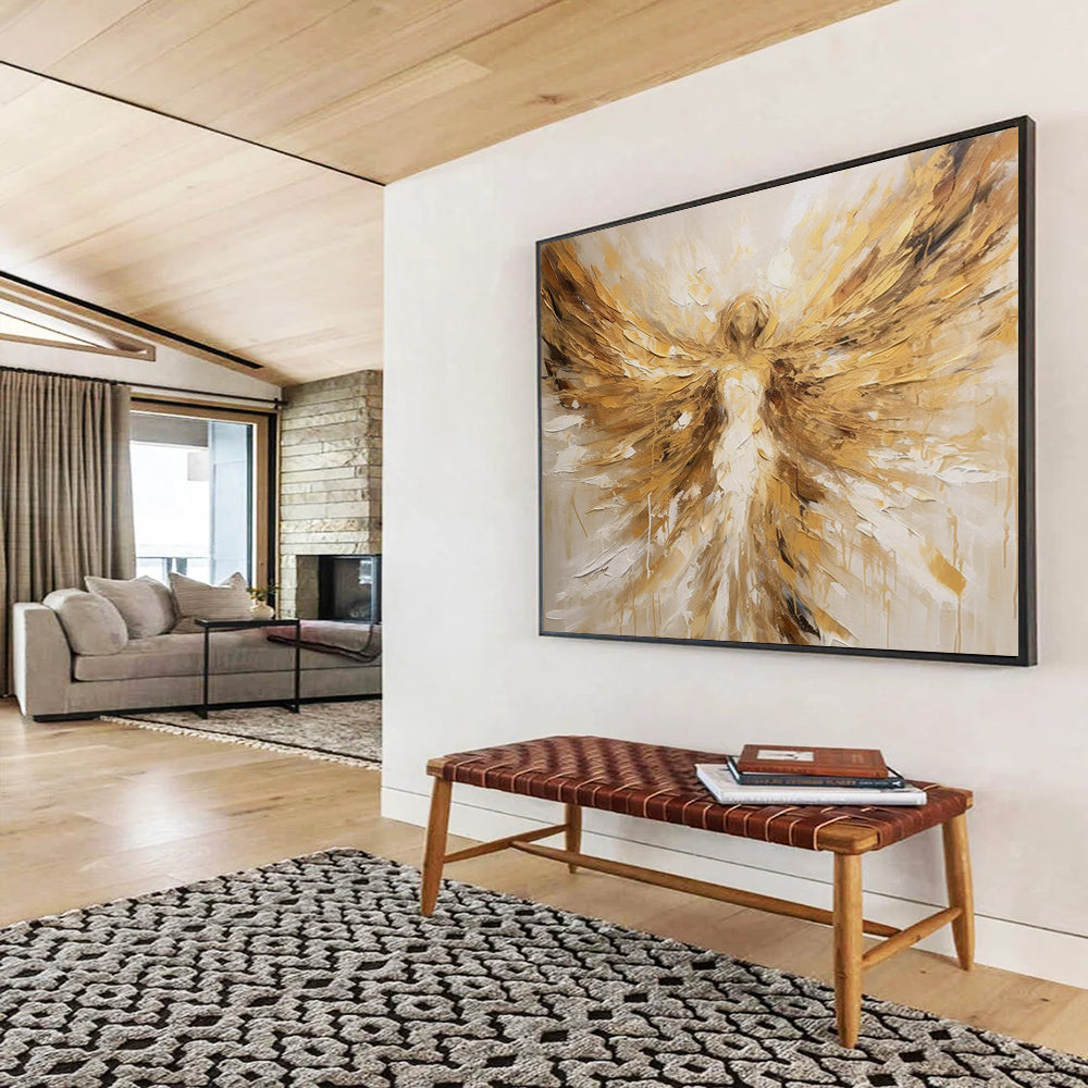 Golden Angel Wings - Inspirational Living Room Art DLZ082