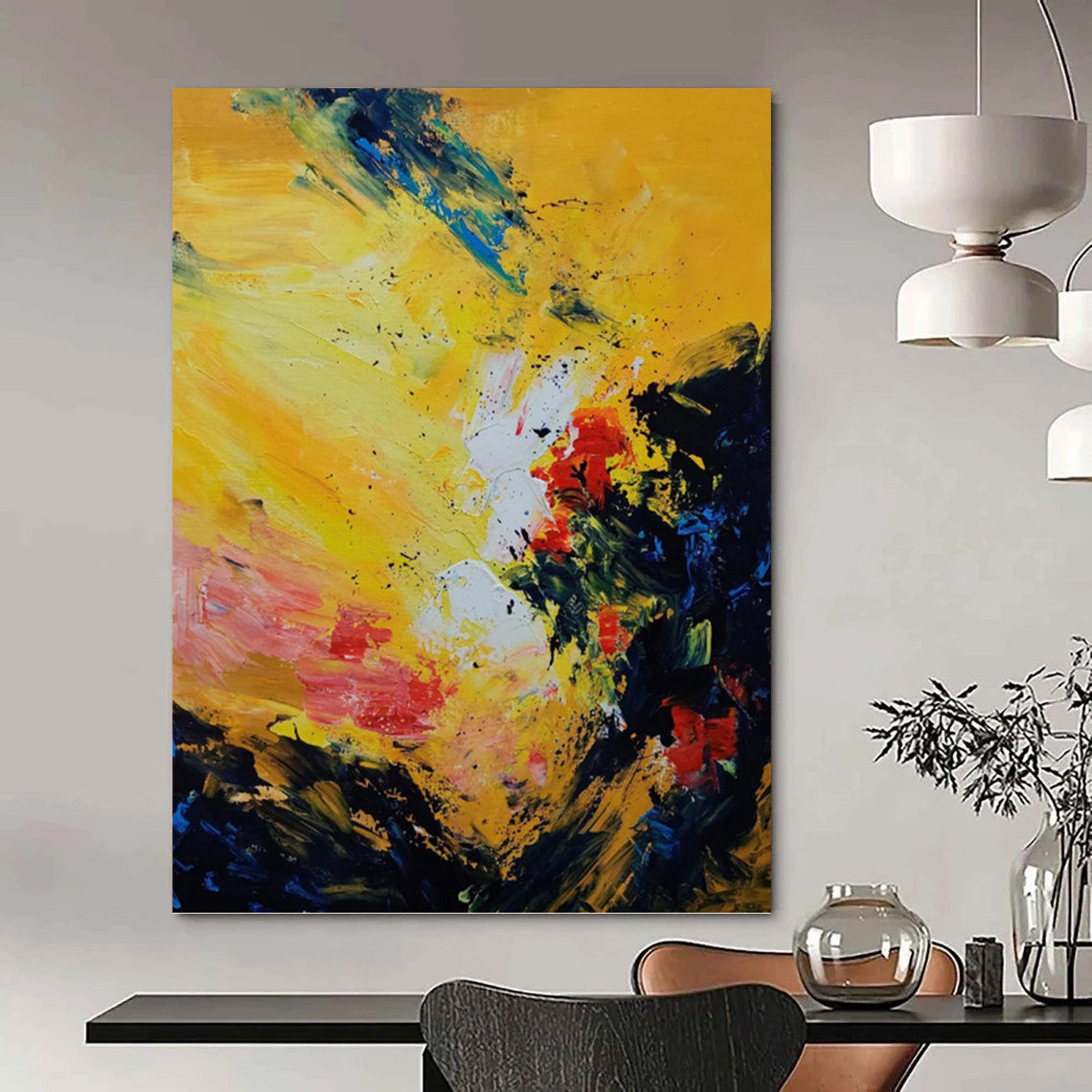 Enchanting Hand - Painted Textured Abstract for Dining Room & Entryway DKH1342