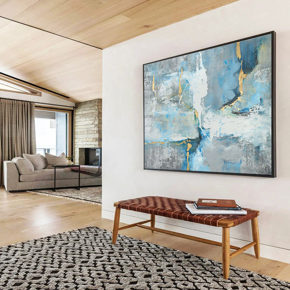 Large - Sized Hand - Painted Textured Abstract Painting for Accented Interiors DKH756