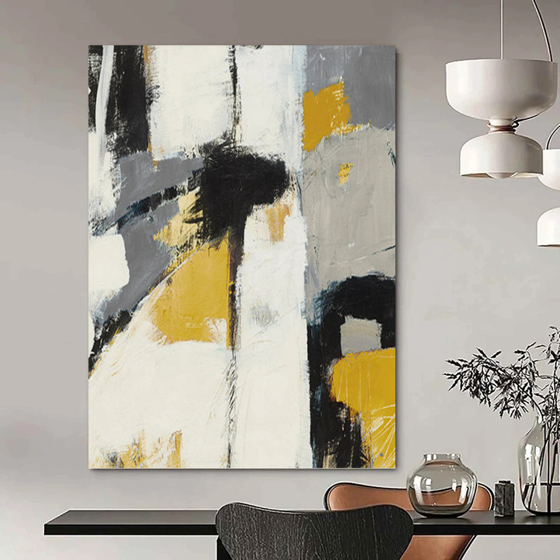 Colossal - Dimensioned Vertical Hand - Painted Custom Abstract Tapestry (with Lush Textures), for Arranging in Dining Room and Hotel Lobby DKH1525